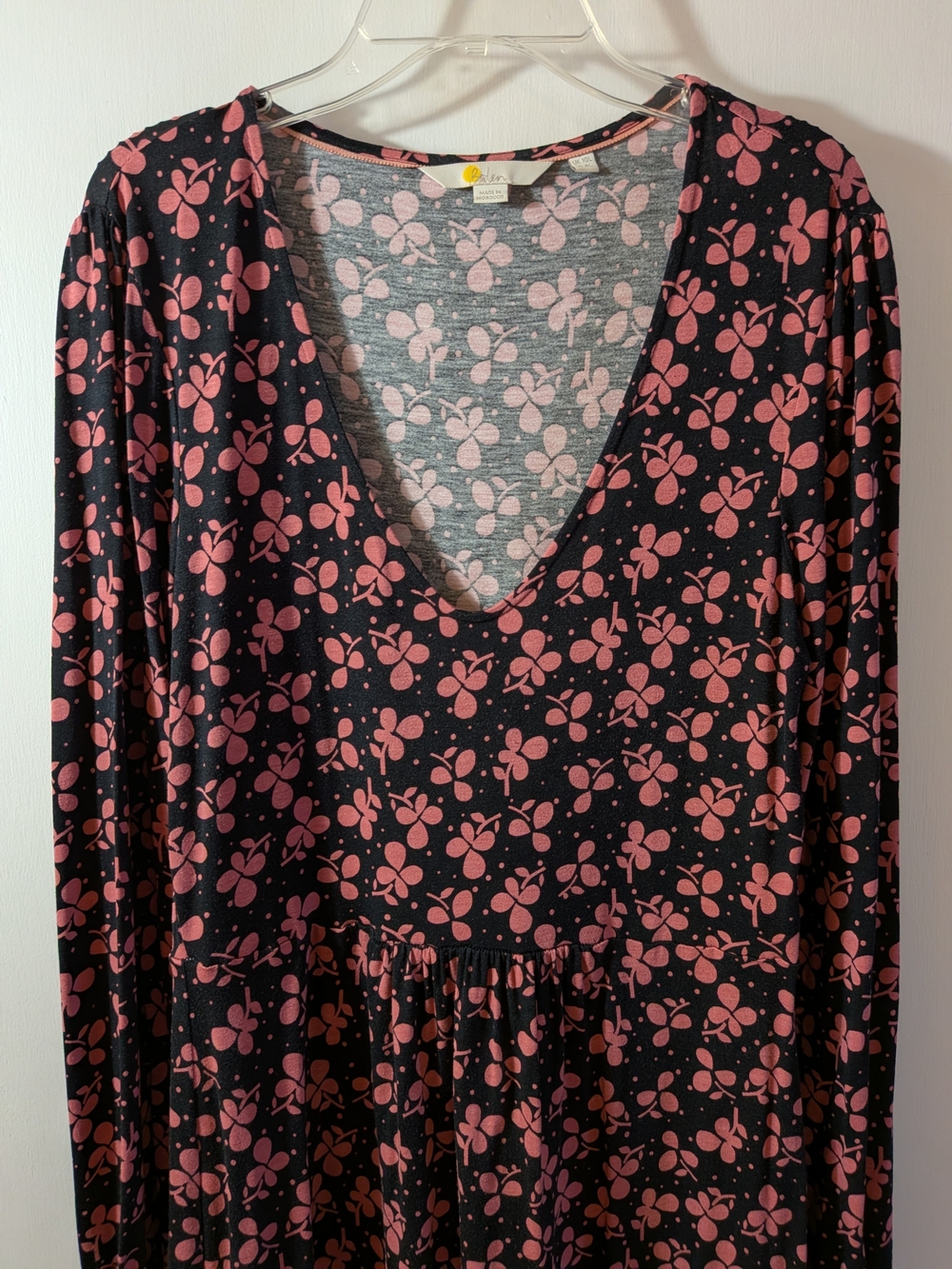 Boden Hattie Long-Sleeve Dress with Pink Floral Print